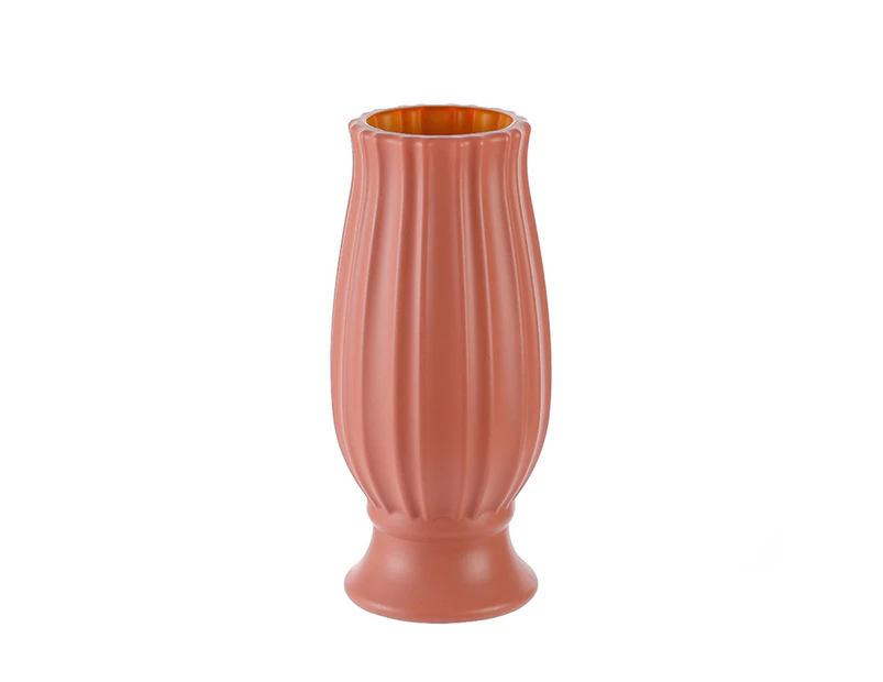 puluofuh Flower Vase Unbreakable Streamlined Solid Color Dried Flower Arrangement Plastic Vase for Living Room-Pink