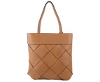 Milleni Ladies Woven Fashion Tote Handbag in Tan