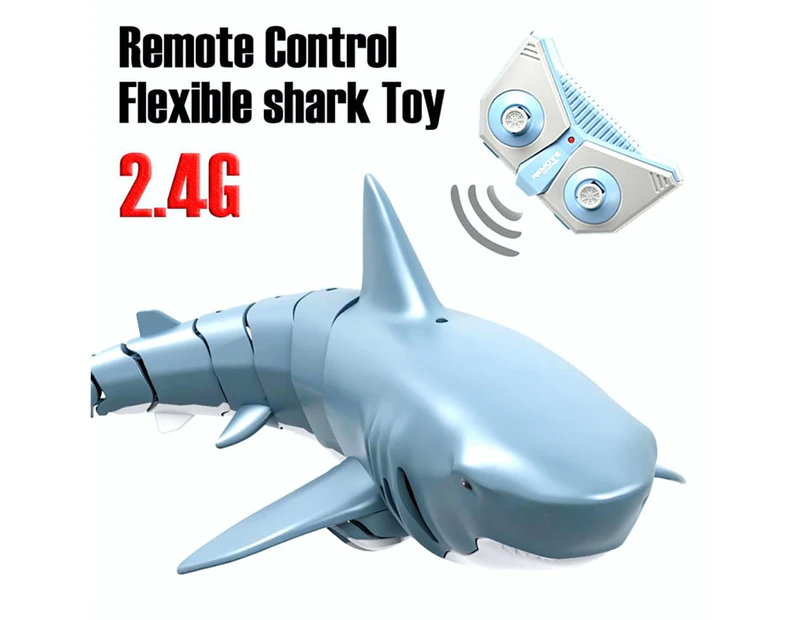 Rechargeable Electric Toy, 1:18 2.4G Waterproof Mini Children's RC Simulation Fish Toy, Remote Control Swimming Shark Boat Water Play Toy, Kids (Blue)