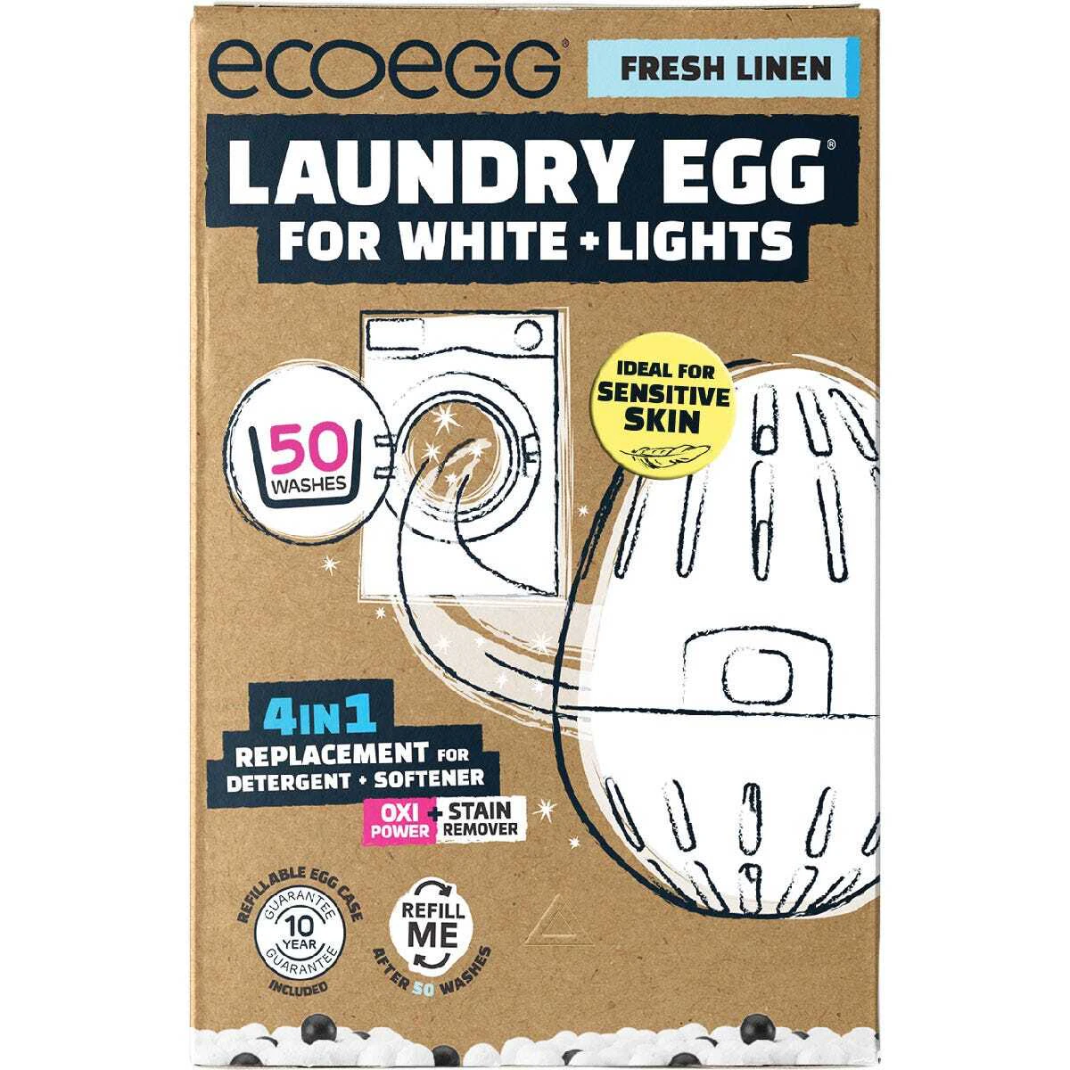 Laundry Egg for White + Lights (50 Washes) - Fresh Linen