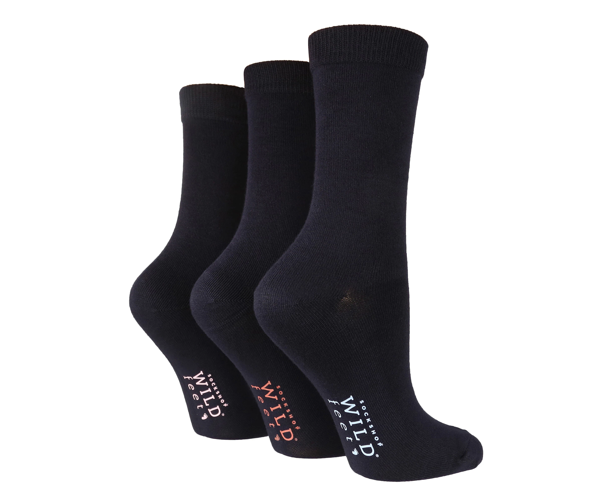 Ladies Plain Bamboo Socks | 3 Pair Multipack | Sock Shop WILDFEET | Breathable Socks for the Summer - Navy 1