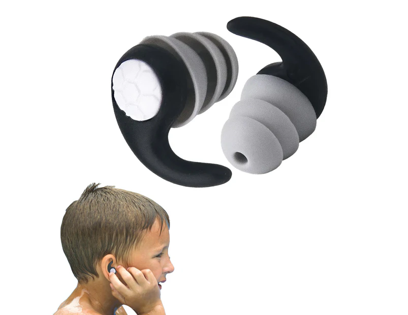 Pair of Silicone Swimming Ear Plugs Sleep Noise Reduction Earplugs Black