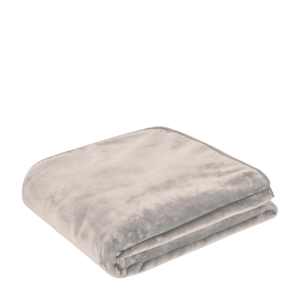 J. Elliot Home Solid Faux Mink Bedding Blanket 600GSM 220 x 240cm Grey Beige