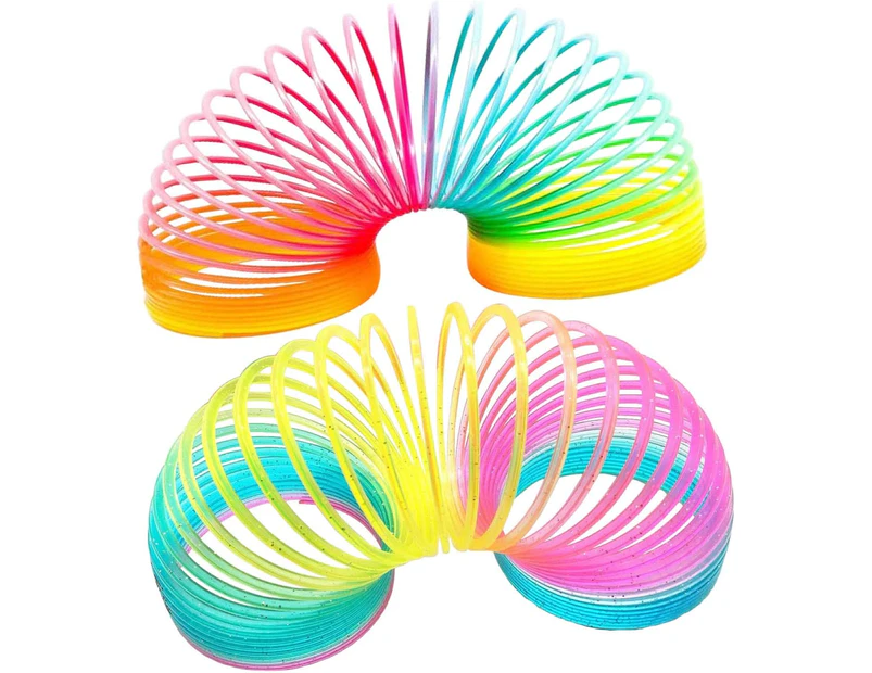 Jumbo Rainbow Coil Spring Toy, Classic Novelty and Colorful Neon Plastic Toy Party Supplies for Boys Girls 2 Pack