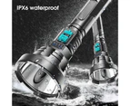 Handheld Flashlight Waterproof Powerful ABS Super Bright USB Outdoor Flashlight for Hiking Black