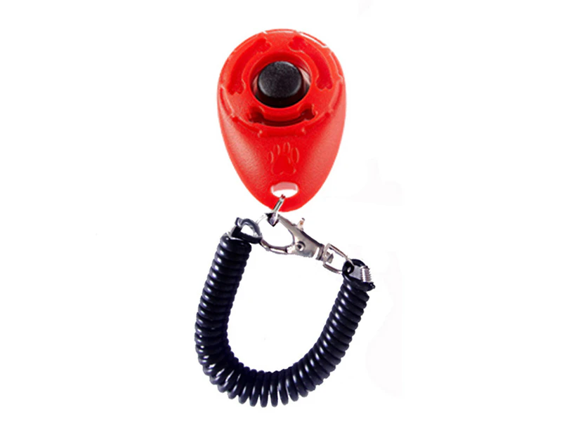 Dog Puppy Pet Button Clicker Sound Keyring Clip Obedience Training Teaching Tool-Red