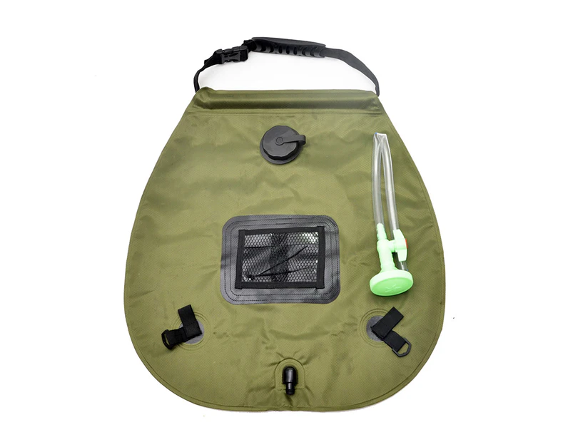 20L Outdoor Portable Camping Hiking Solar Heated Shower Bathing Water Bag Case Amry Green