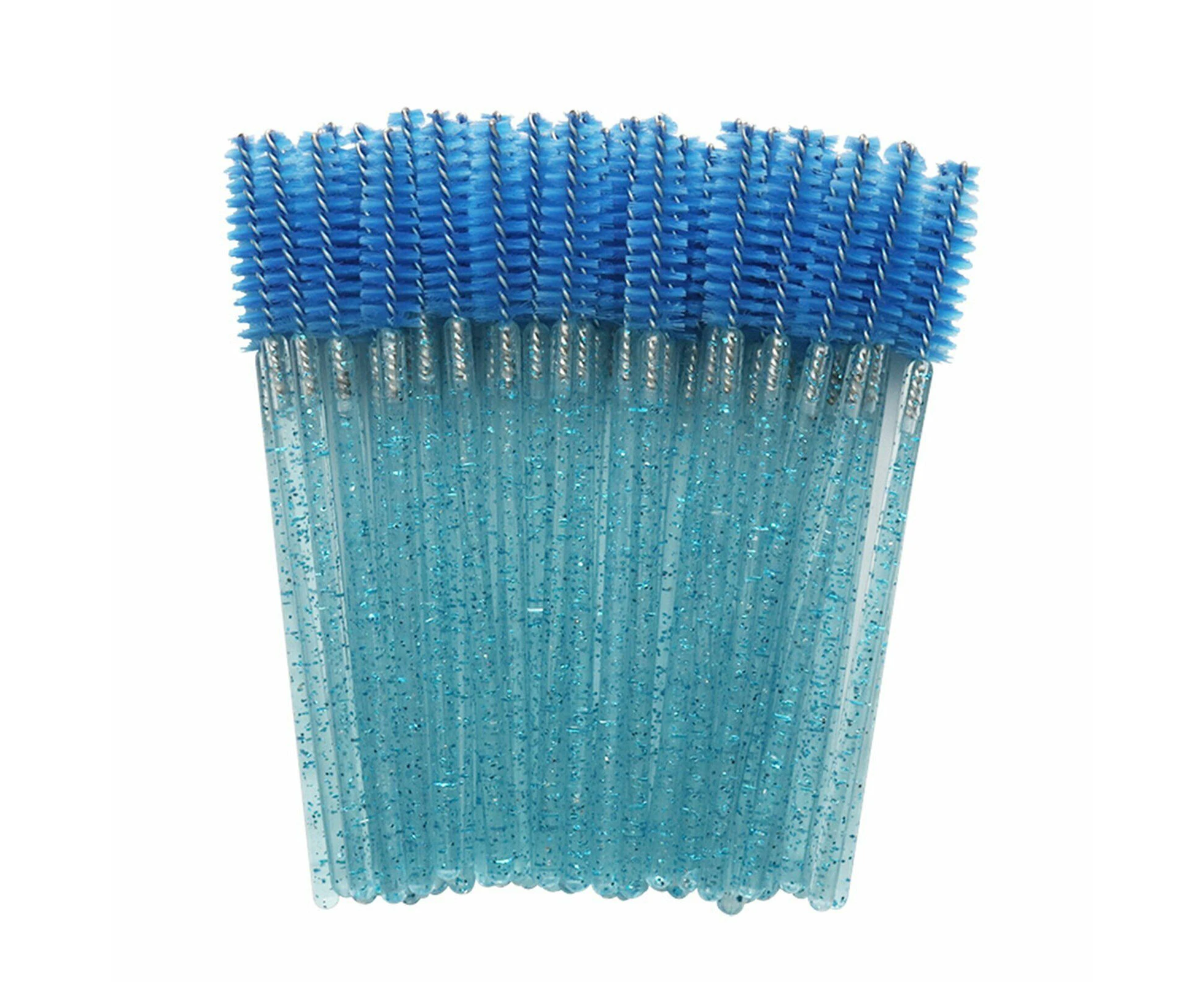 50x Disposable Glitter Mascara Wands Lash Brush Eyelash Extensions Makeup Blue