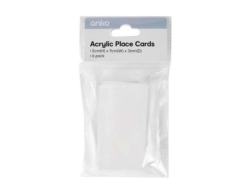 Acrylic Place Cards, 6 Pack - Anko