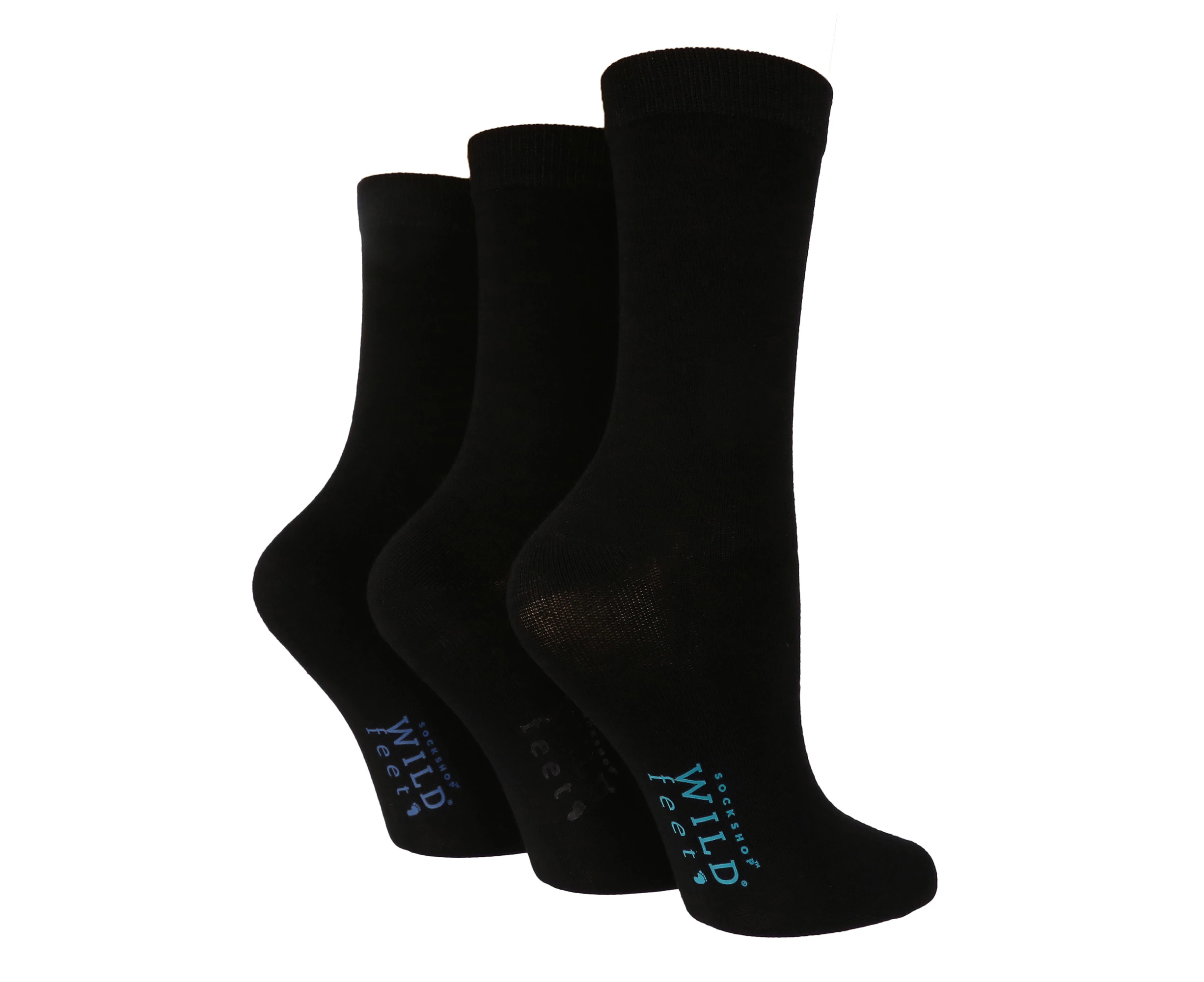 Ladies Plain Bamboo Socks | 3 Pair Multipack | Sock Shop WILDFEET | Breathable Socks for the Summer - Black 1