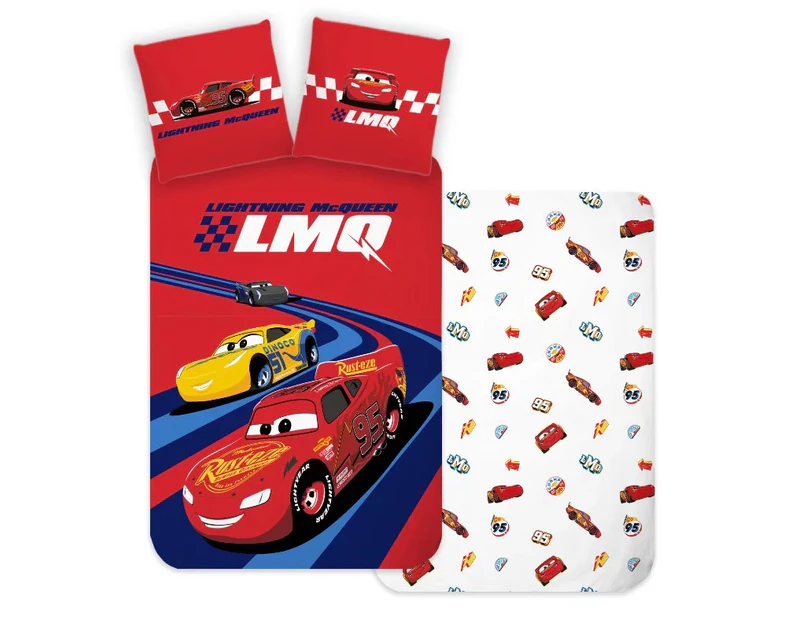 Disney Cars Lightning McQueen Racing Hero Quilt Cover Set Single Bed Catch