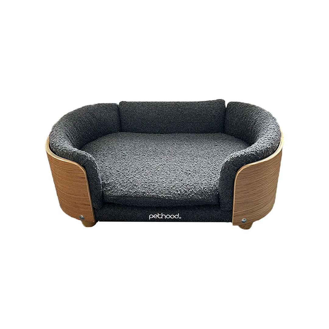 Luna Oval Pet Bed Large Boucle Grey