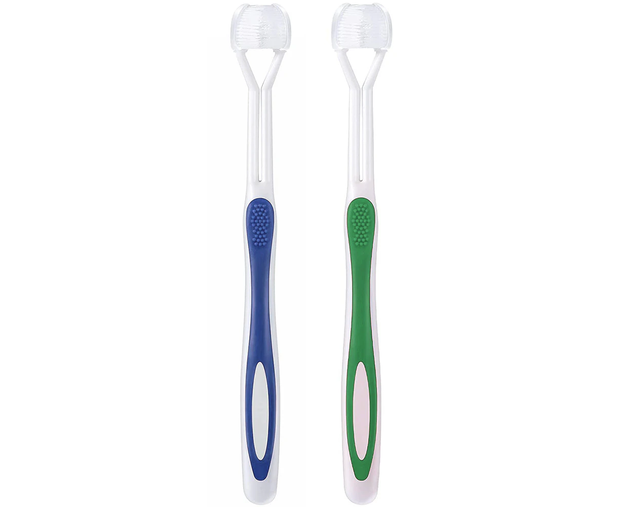 2 Pieces 3 Sided Autism Toothbrush Three Bristle Trave，Soft/Gentle-Style 6