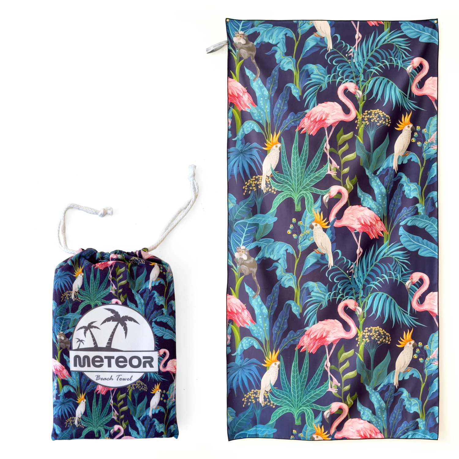 METEOR 180x90cm Extra Large Beach Towel with Carry Bag - Sand Free, Ultra Soft, Quick Dry, Fast Absorbent (Jungle)