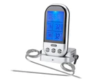 Wireless Digital Kitchen Cooking Tool BBQ Food Meat Thermometer with Dual Probe-Silver