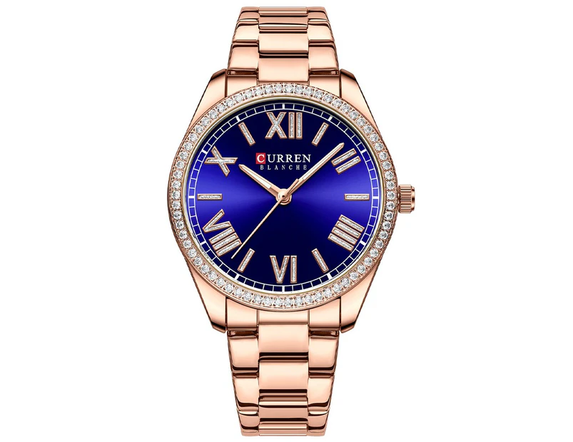 CURREN   Luxury Quartz Women's Bracelet Wristwatches with Rhinestone Dial Elegant Luminous Hands Stainless Steel Watches
