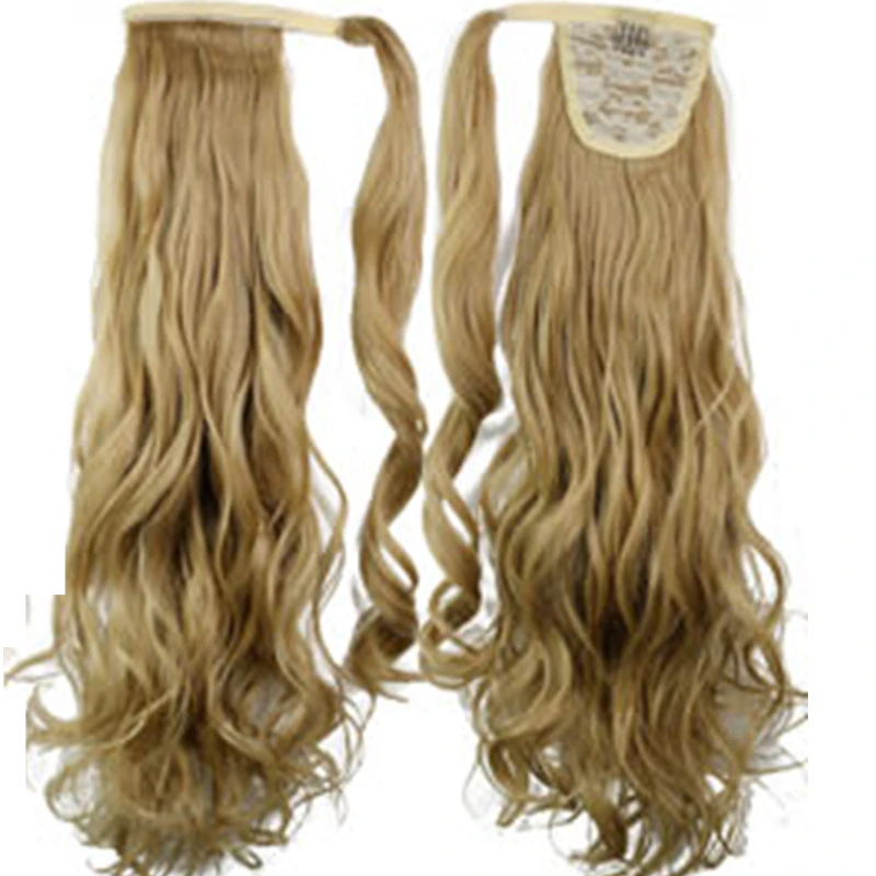 22" Medium Blonde Hair Extension Quality Synthetic Hair Ponytail Curly Wavy Single Clip