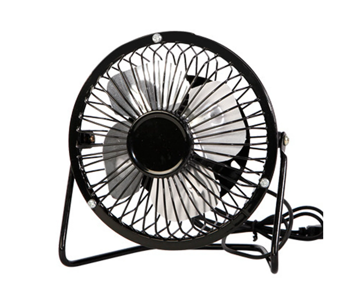 USB Fan, Portable Small Desk Fan, Mini Personal Fan with Two Speed Settings, Super Quiet Table Fan, Metal Design - Black