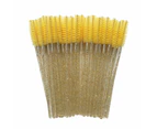 50x Disposable Glitter Mascara Wands Lash Brush Eyelash Extensions Makeup Yellow