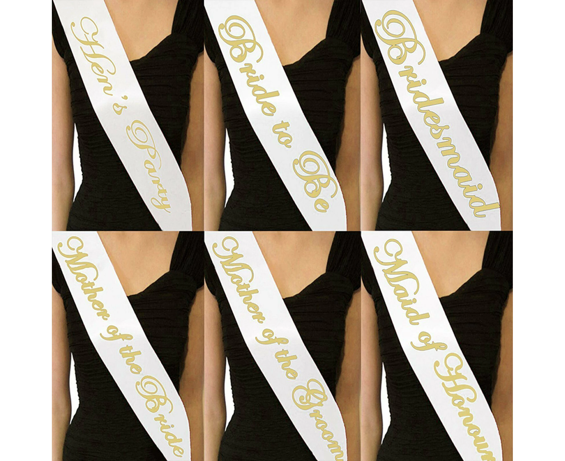 Satin Bride Sash Bachelorette Sashes Bridal Shower Hen Night Wedding PARTY 10col White