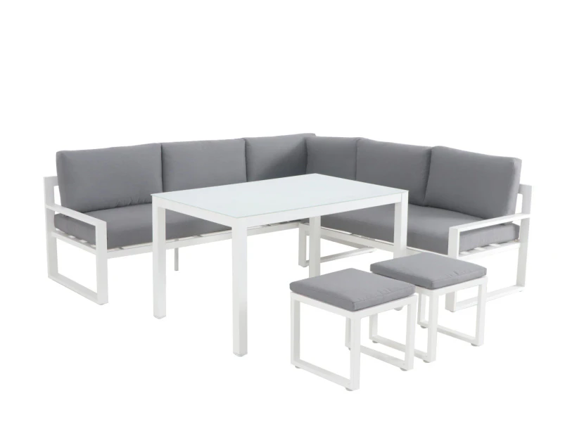 Patmos 5 Piece Low Dining Setting (White) Low Dining Setting