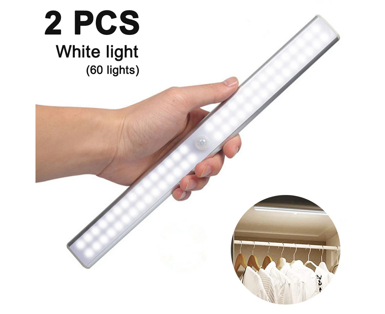 2 Pcs LED Closet Light,60 LED Rechargeable Motion Sensor Light Indoor