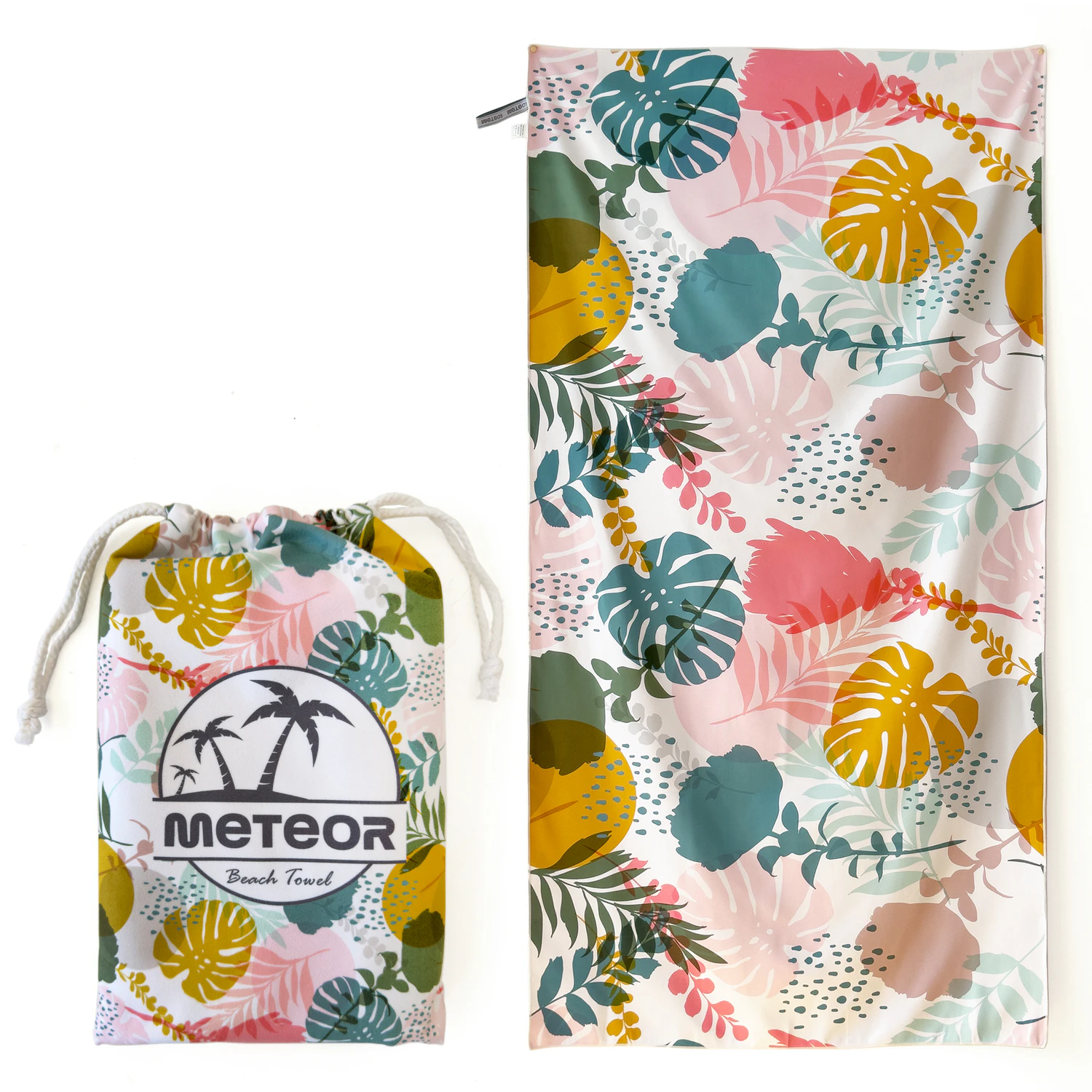 METEOR 180x90cm Extra Large Beach Towel with Carry Bag - Sand Free, Ultra Soft, Quick Dry, Fast Absorbent (Palm Trees)