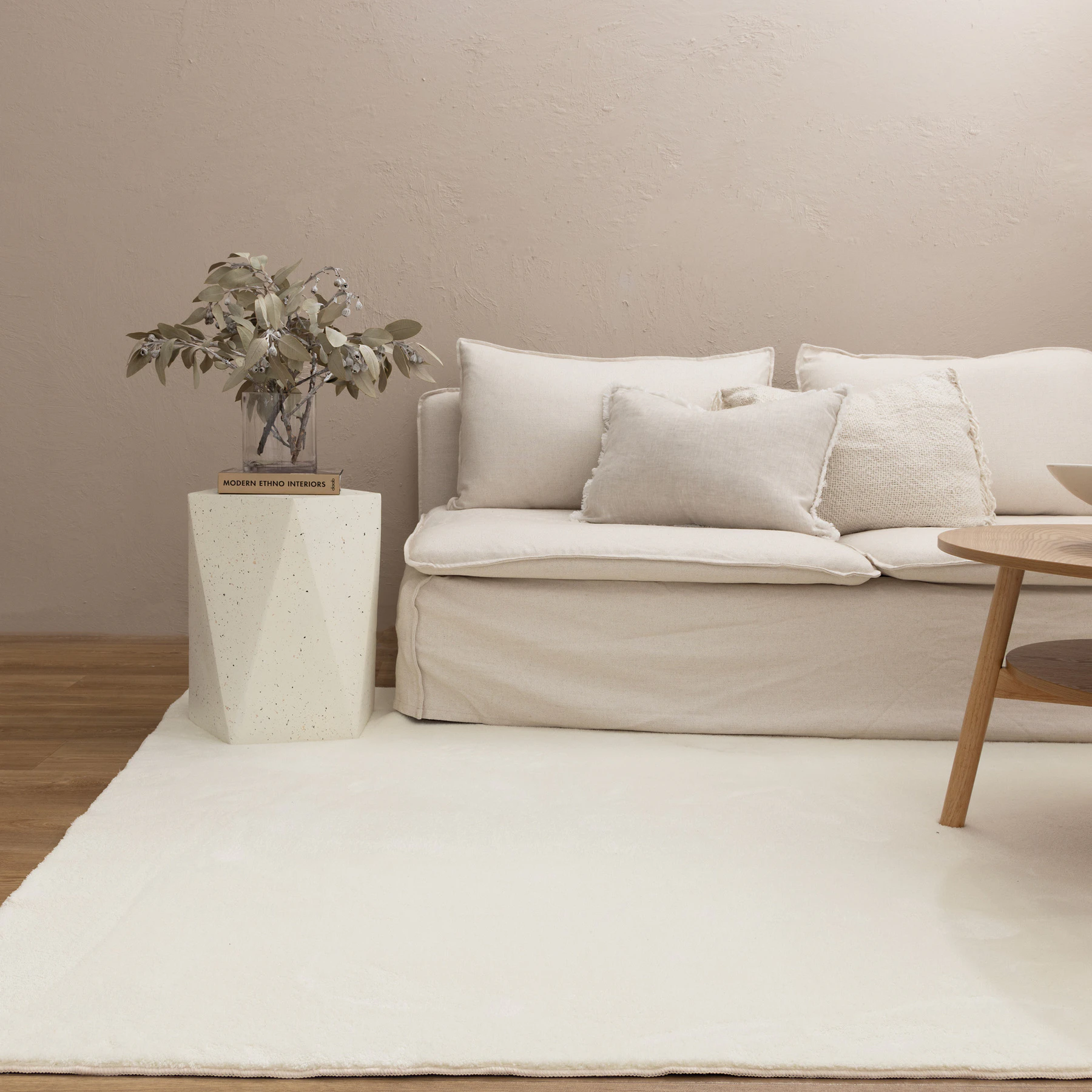 Chandler Cloud Soft Plain Cream Modern Floor Rug - 3 Sizes