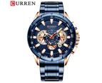 CURREN Sport Watches Men‘s Luxury Brand Quartz Clock Stainless Steel Chronograph Big Dial Wristwatch with Date Relogio Masculino