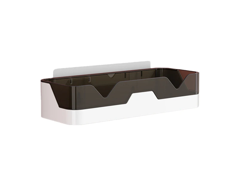 Storage Shelf Wall Mounted Self-adhesive Plastic Easy to Install Bathroom Shelf for Home-Brown