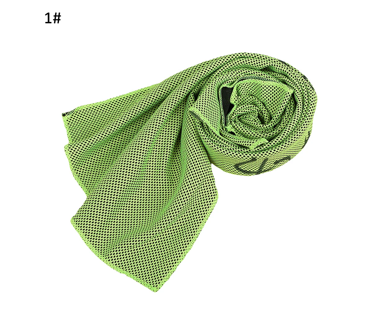 Summer Solid Color Mesh Cooling Towel Sports Running Jogging Outdoor Gym Cooler Bright Green