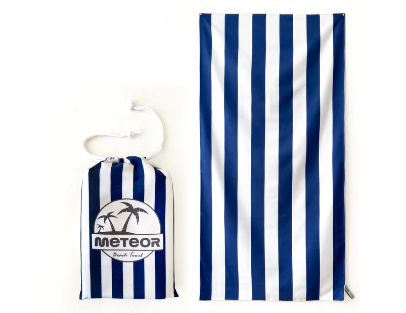 METEOR 180x90cm Extra Large Beach Towel with Carry Bag - Sand Free, Ultra Soft, Quick Dry, Fast Absorbent (Blue Currents)