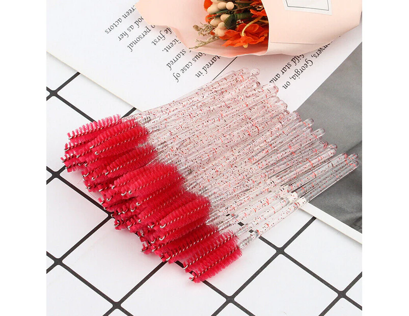 100x Disposable Glitter Mascara Wands Lash Brush Eyelash Extensions Makeup Red