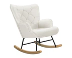 ALFORDSON Rocking Chair Wooden Armchair Boucle White