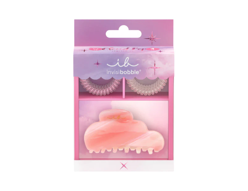 Invisibobble Cloudpop Spiral Hair Tie & Claw Clips  7 Piece Gift Set