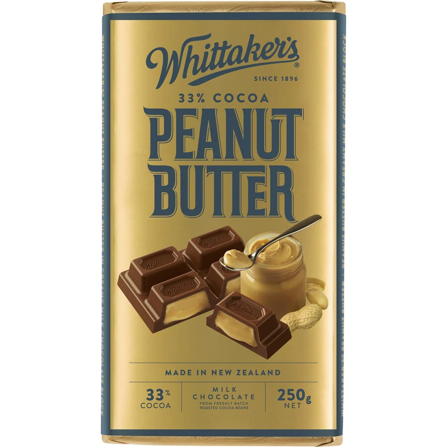 Whittakers Peanut Butter Milk Chocolate Block 250g