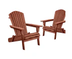 ALFORDSON 2x Adirondack Chairs Wooden Outdoor Patio Furniture Brown