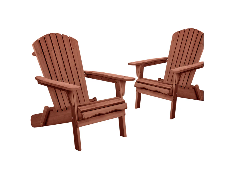 ALFORDSON 2x Adirondack Chairs Wooden Outdoor Patio Furniture Brown