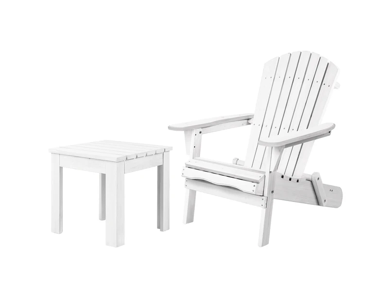 ALFORDSON Beach Chair Table 2PCS Set Outdoor Furniture Wooden Adirondack