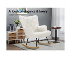 ALFORDSON Rocking Chair Wooden Armchair Boucle White