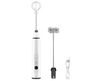 Milk Frother Handheld, USB Rechargeable Electric Foam Maker for Coffee, 3 Speeds Mini Milk Foamer Drink Mixer with 2 Whisks