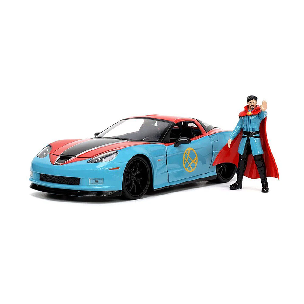 Jada Toys 1:24 Scale Doctor Strange Figure With Chevy Corvette Movie 2006 Diecast Model Car