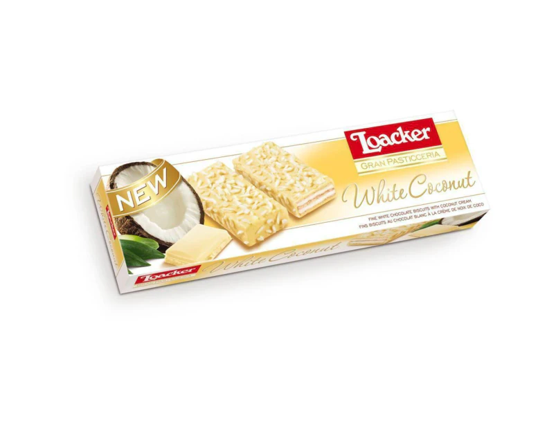 Loacker White Chocolate and Coconut Wafers Biscuits 100g
