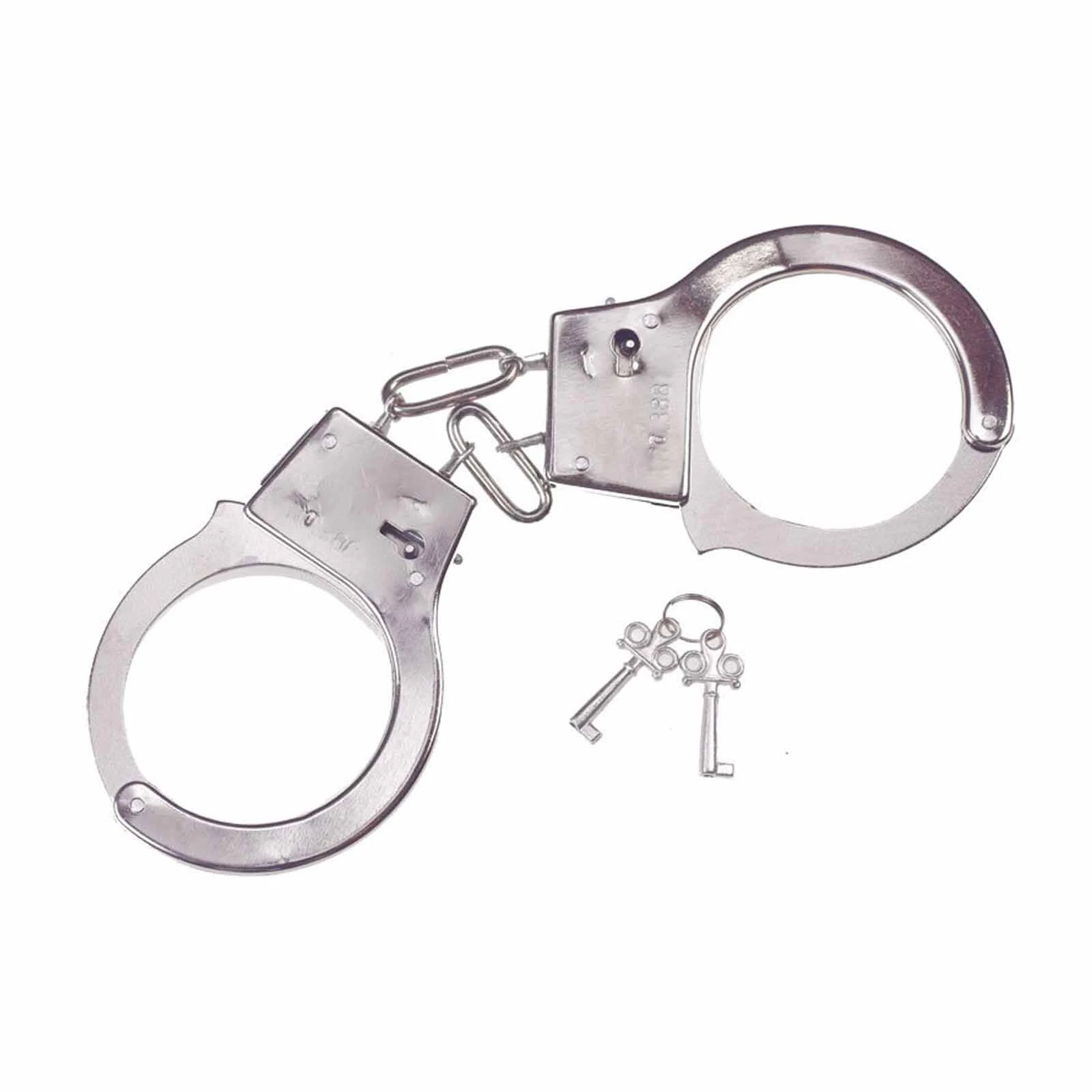 Silver Lightweight Metal Handcuffs (Costume Accessory) - One Size