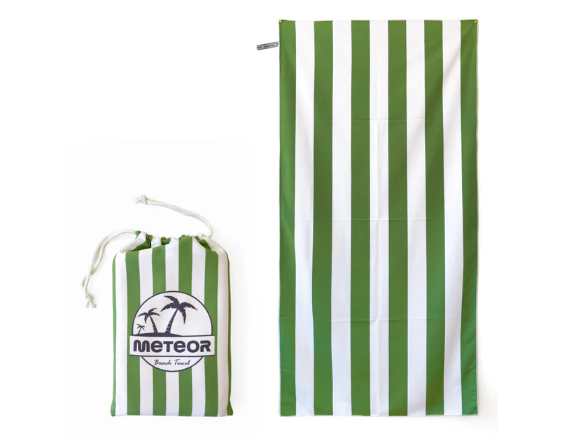 METEOR 180x90cm Extra Large Beach Towel with Carry Bag - Sand Free, Ultra Soft, Quick Dry, Fast Absorbent (Green Groove)