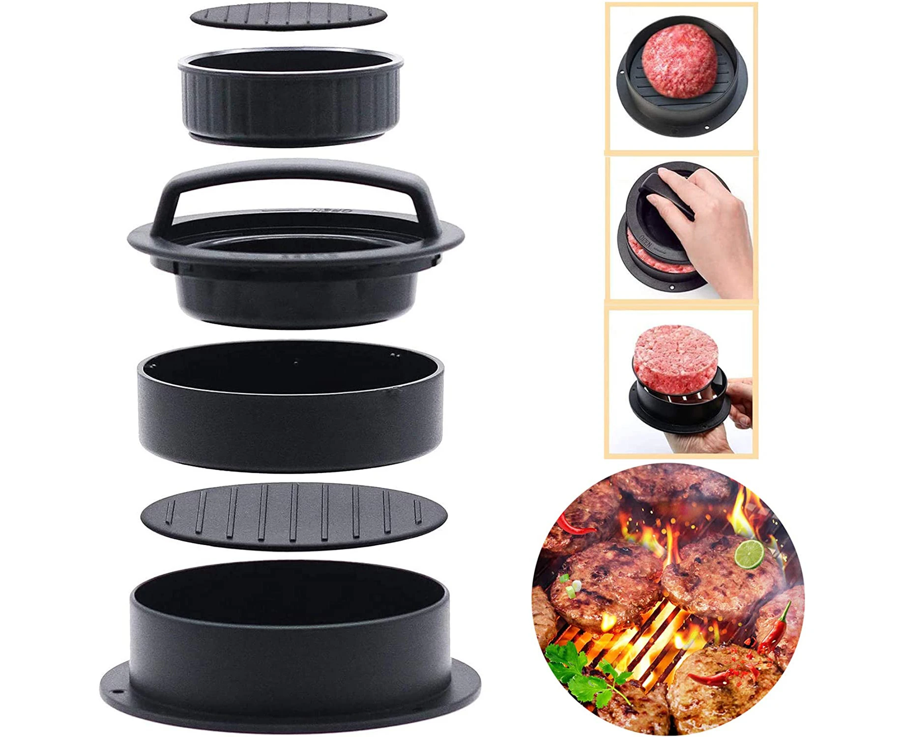 Burger Press For Perfect Burgers, Patties Or Meatballs, Heavy Duty Grilling Accessories, Dishwasher Safe Burger Press