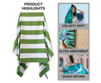 METEOR 180x90cm Extra Large Beach Towel with Carry Bag - Sand Free, Ultra Soft, Quick Dry, Fast Absorbent (Green Groove)