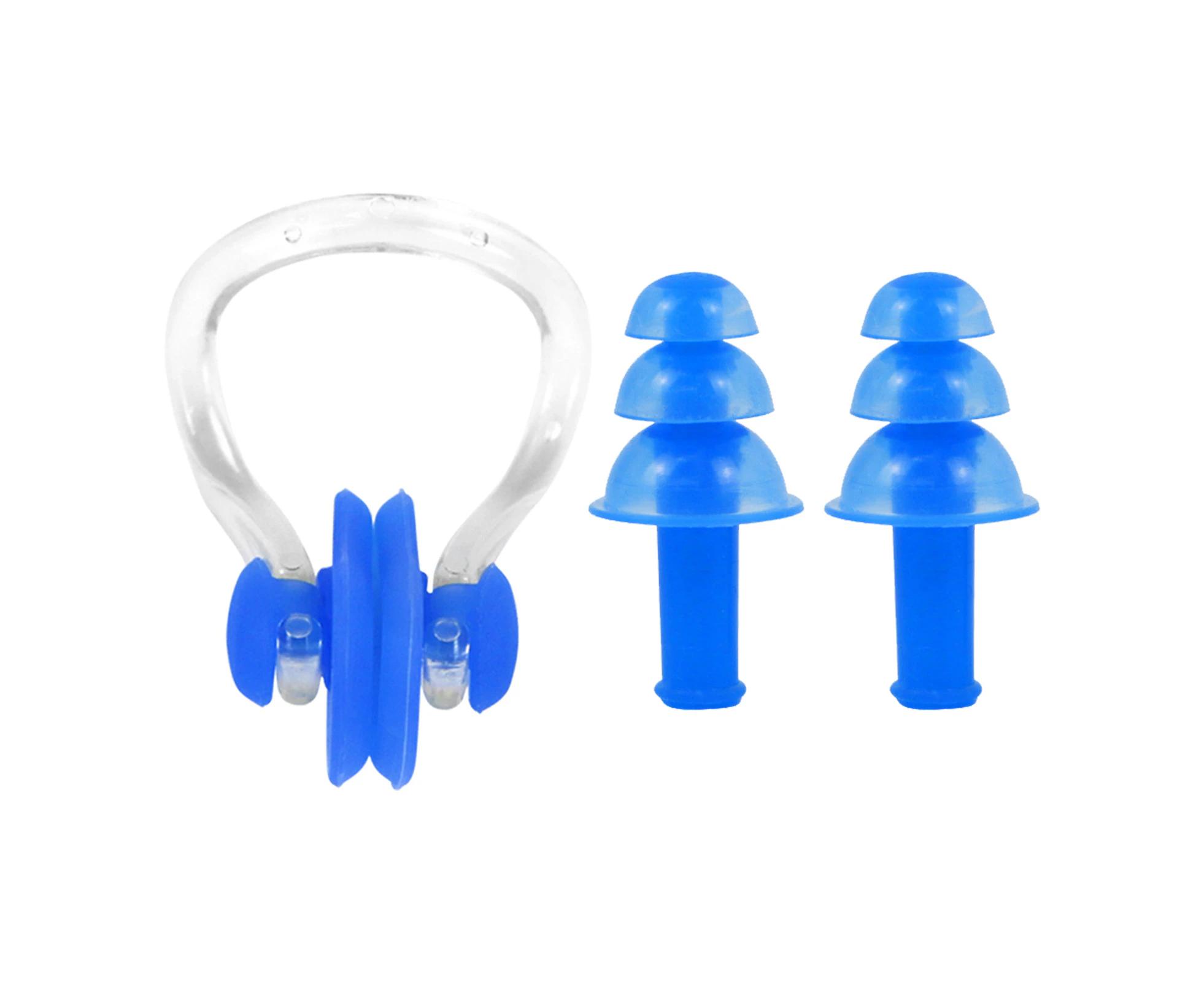 1 Set Earplugs Nose Clip Set Protective Safe Anti-fade Professional Swimming Earplugs Kit for Diving Blue