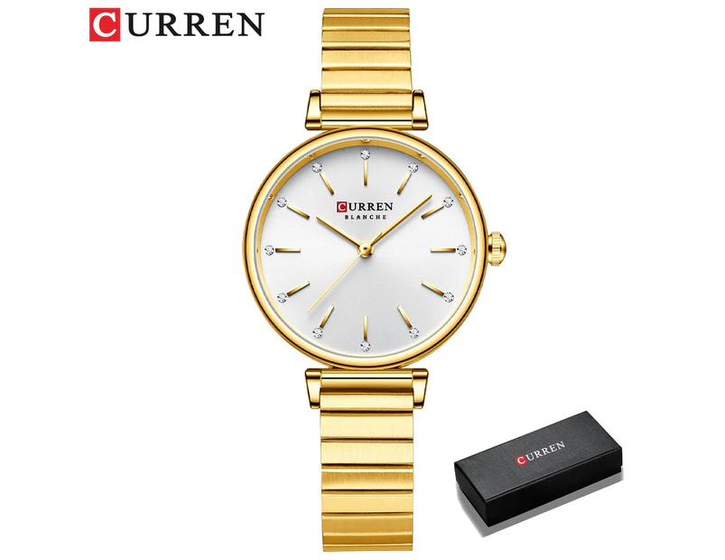 CURREN Watches Charming Women's Quartz Wristwatches with Rhinestones Stainless Steel Clock Relojes Para Mujer