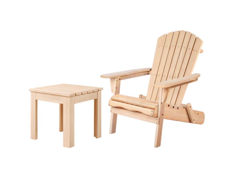 ALFORDSON Beach Chair Table 2PCS Set Outdoor Furniture Wooden Wood